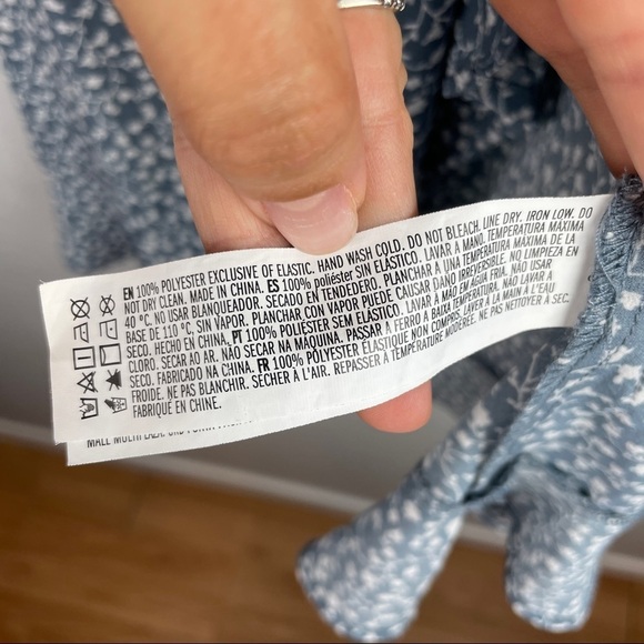 Forever 21 Floral Printed Strapless Ruffle Mini Dress in‎ Blue Faux Wrap Front M - Picture 5 of 8